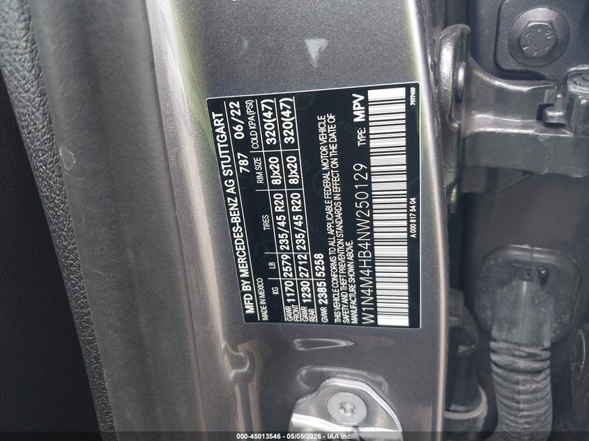 2022 Mercedes-benz Glb VIN W1N4M4HB4NW250129 IAAI salvage auction — REAR END, Original (Texas), sold $11,300 on 2026-07-11 (photo 9)