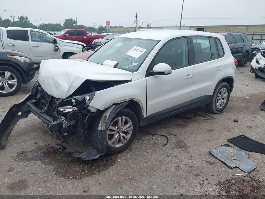 2014 Volkswagen Tiguan VIN WVGAV3AX2EW623428 IAAI salvage auction — FRONT END, Salvage (Texas), sold $300 on 2026-07-22 (photo 2)