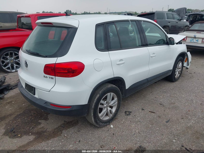 2014 Volkswagen Tiguan VIN WVGAV3AX2EW623428 IAAI salvage auction — FRONT END, Salvage (Texas), sold $300 on 2026-07-22 (photo 4)