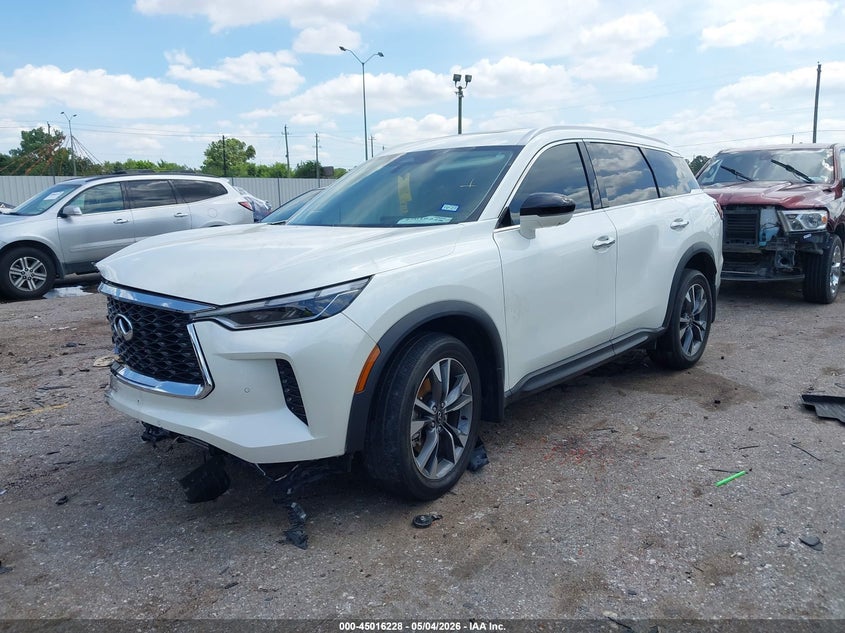 2025 Infiniti Qx60 VIN 5N1AL1FR7SC340444 IAAI salvage auction — FRONT END, Original (Texas), sold $12,300 on 2026-07-29 (photo 2)
