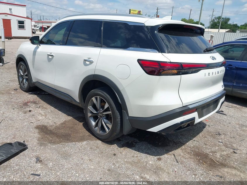 2025 Infiniti Qx60 VIN 5N1AL1FR7SC340444 IAAI salvage auction — FRONT END, Original (Texas), sold $12,300 on 2026-07-29 (photo 3)