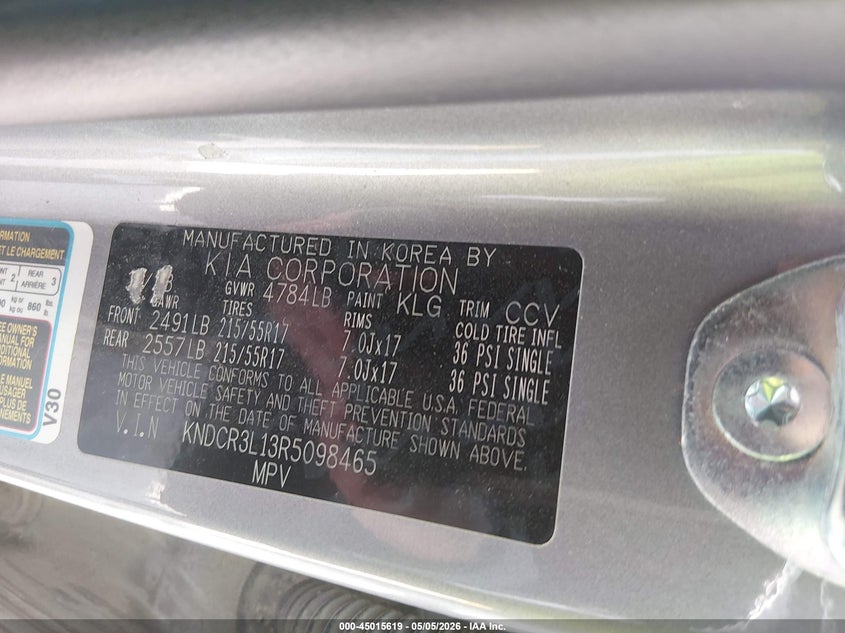 2024 Kia Niro VIN KNDCR3L13R5098465 IAAI salvage auction — HAIL, Clear Claim Paid (Wisconsin), sold $25 on 2026-07-30 (photo 9)