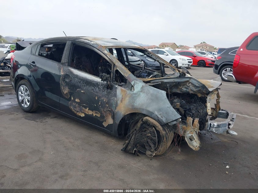 2013 Kia Rio VIN KNADM4A35D6219090 IAAI salvage auction — EXTERIOR BURN, Non-Repairable (Arizona), sold $225 on 2026-07-07 (photo 1)
