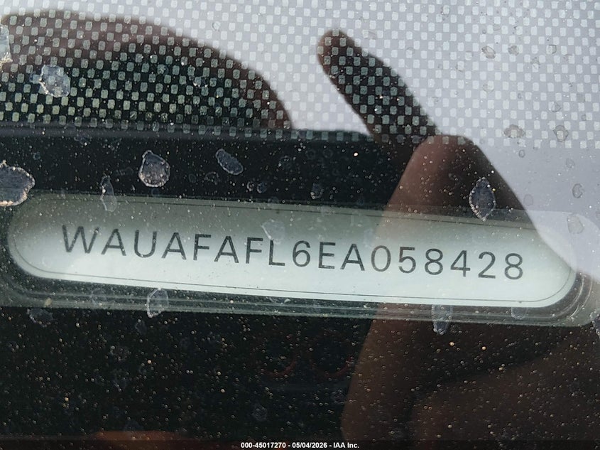 2014 Audi A4 VIN WAUAFAFL6EA058428 IAAI salvage auction — HAIL, Salvage (Kansas), sold $2,650 on 2026-07-09 (photo 9)
