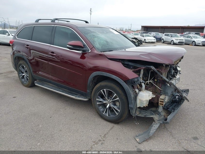 2019 Toyota Highlander VIN 5TDZZRFHXKS351139 IAAI salvage auction — FRONT END, Salvage (Arizona), sold $3,500 on 2026-07-12 (photo 1)
