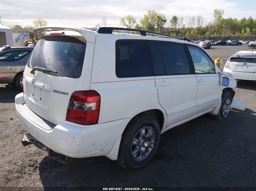 2007 Toyota Highlander VIN JTEEP21A470221160 IAAI salvage auction — RIGHT FRONT, Salvage (Pennsylvania), sold $675 on 2026-07-28 (photo 4)