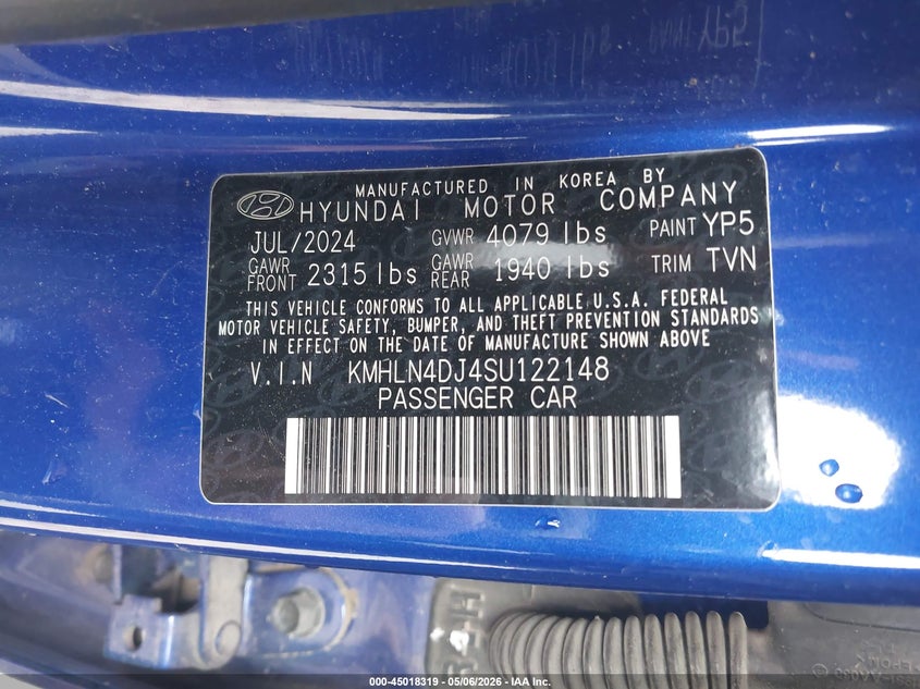 2025 Hyundai Elantra VIN KMHLN4DJ4SU122148 IAAI salvage auction — ROLLOVER, Salvage (Arkansas), sold $1,200 on 2026-08-02 (photo 9)