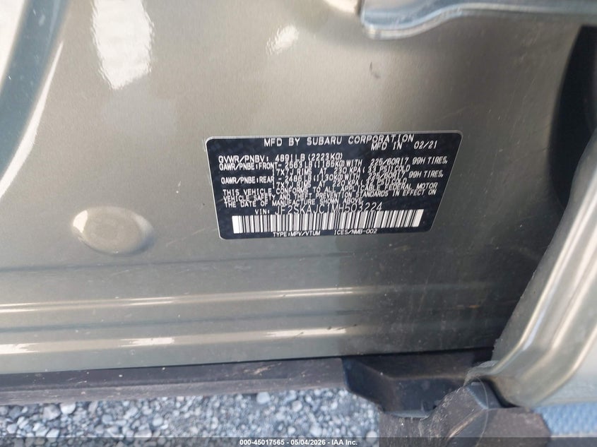 2021 Subaru Forester VIN JF2SKAJC1MH503224 IAAI salvage auction — FRONT END, Salvage (Wisconsin), sold $5,600 on 2026-07-14 (photo 9)