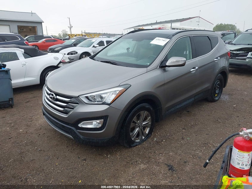 2014 Hyundai Santa fe VIN 5XYZU3LB9EG150099 IAAI salvage auction — LEFT SIDE, Clear (Indiana), sold $2,550 on 2026-07-22 (photo 2)