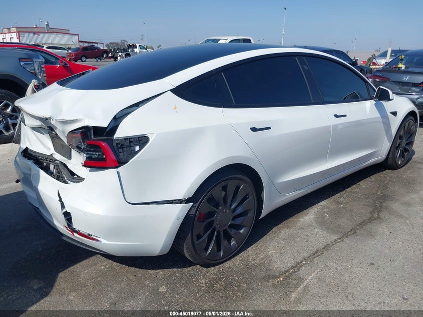 2022 Tesla Model 3 VIN 5YJ3E1EC9NF295289 IAAI salvage auction — REAR END, Salvage (California), sold $9,500 on 2026-07-16 (photo 4)