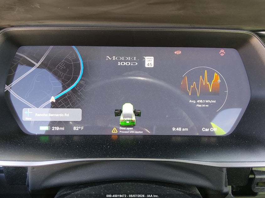 2018 Tesla Model x VIN 5YJXCAE25JF105108 IAAI salvage auction — FRONT END, Salvage (California), sold $6,550 on 2026-07-20 (photo 7)