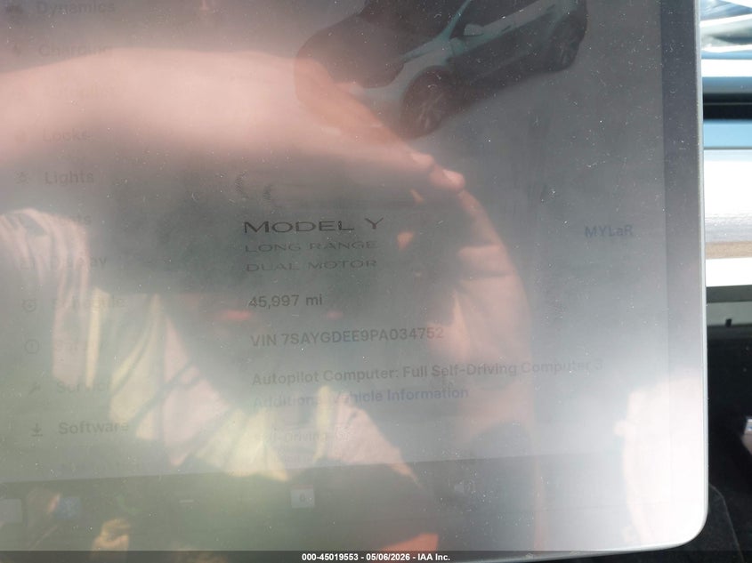 2023 Tesla Model y VIN 7SAYGDEE9PA034752 IAAI salvage auction — LEFT & RIGHT, Salvage Certificate (California), sold $7,100 on 2026-07-10 (photo 7)