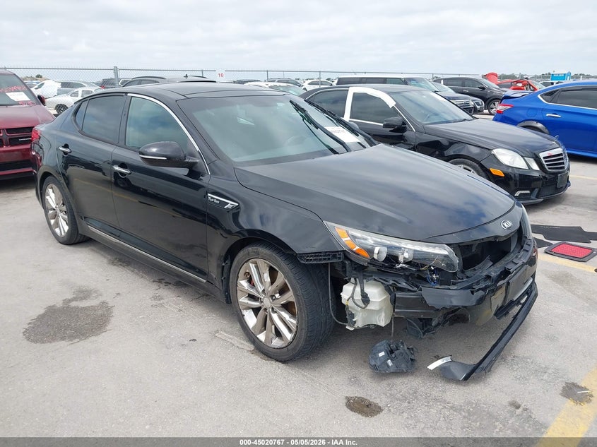 2014 Kia Optima VIN 5XXGR4A62EG342778 IAAI salvage auction — FRONT END, Original (Texas), sold $725 on 2026-07-23 (photo 1)
