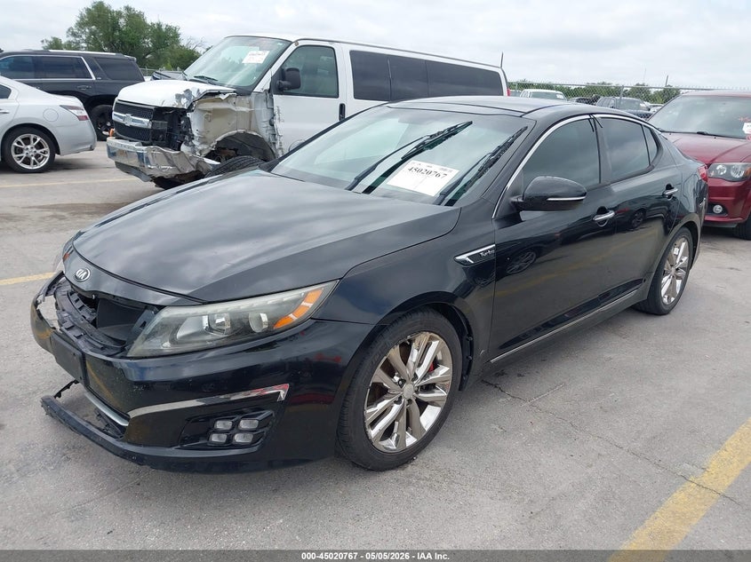2014 Kia Optima VIN 5XXGR4A62EG342778 IAAI salvage auction — FRONT END, Original (Texas), sold $725 on 2026-07-23 (photo 2)