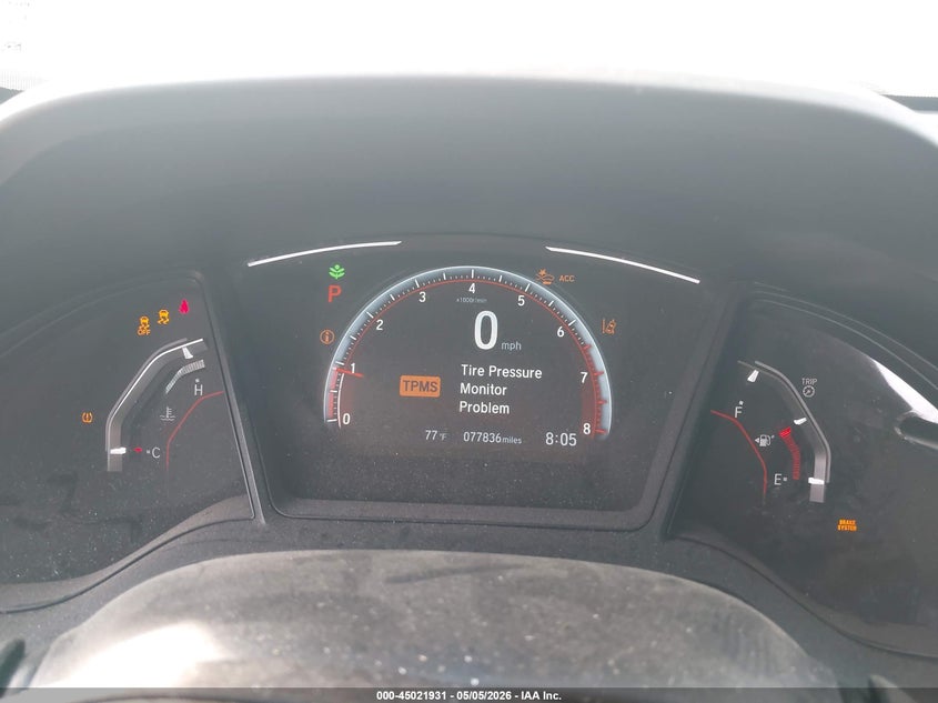 2021 Honda Civic VIN SHHFK7H40MU232365 IAAI salvage auction — RIGHT FRONT, Original (Texas), sold $7,800 on 2026-07-30 (photo 7)