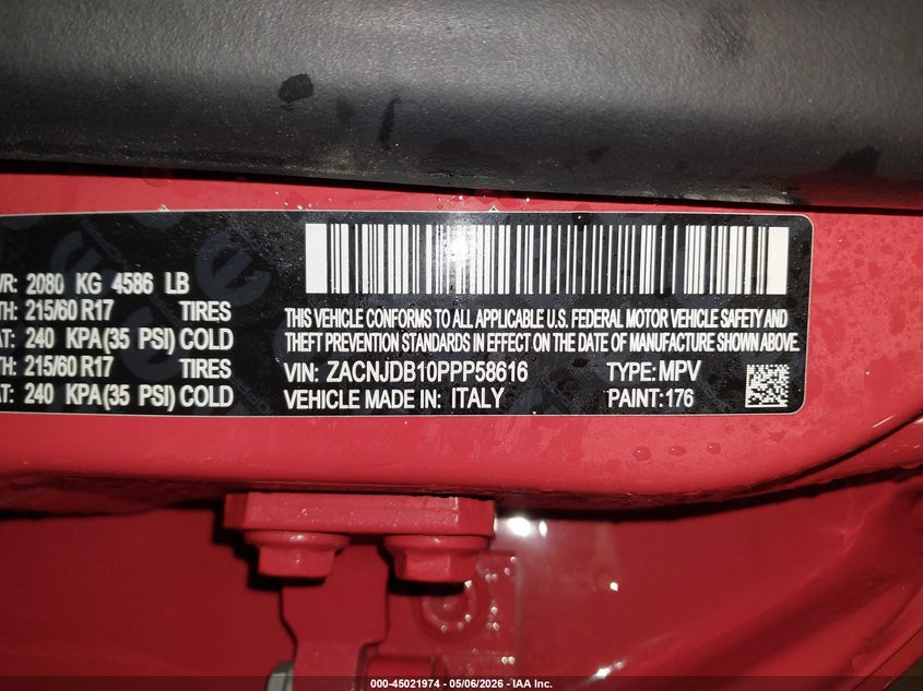 2023 Jeep Renegade VIN ZACNJDB10PPP58616 IAAI salvage auction — FRONT & REAR, Mv-907A (New York), sold $925 on 2026-07-07 (photo 9)