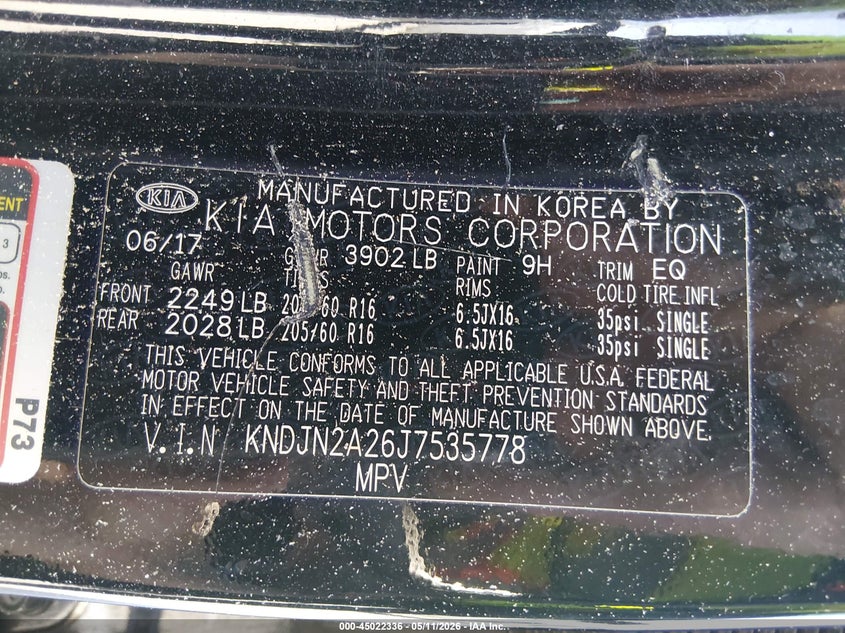 2018 Kia Soul VIN KNDJN2A26J7535778 IAAI salvage auction — FRONT END, Salvage (Illinois), sold $425 on 2026-07-14 (photo 9)