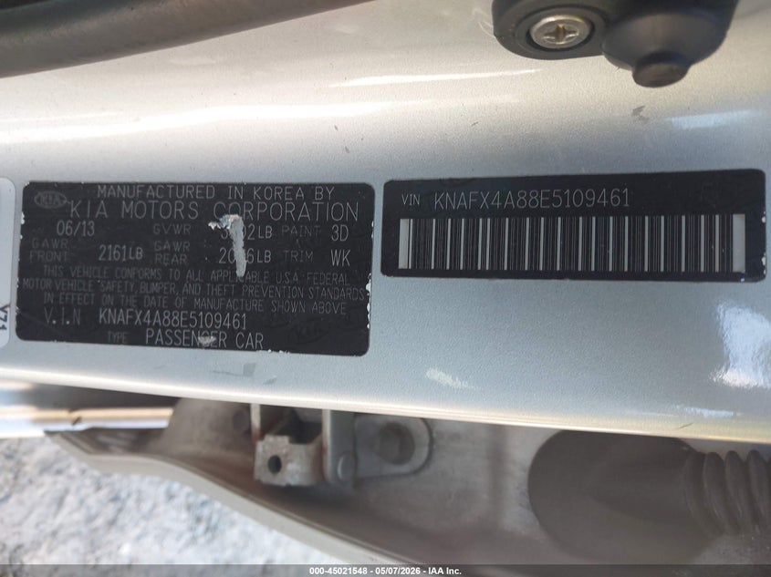2014 Kia Forte VIN KNAFX4A88E5109461 IAAI salvage auction — FRONT END, Salvage (Massachusetts), sold $525 on 2026-07-07 (photo 9)