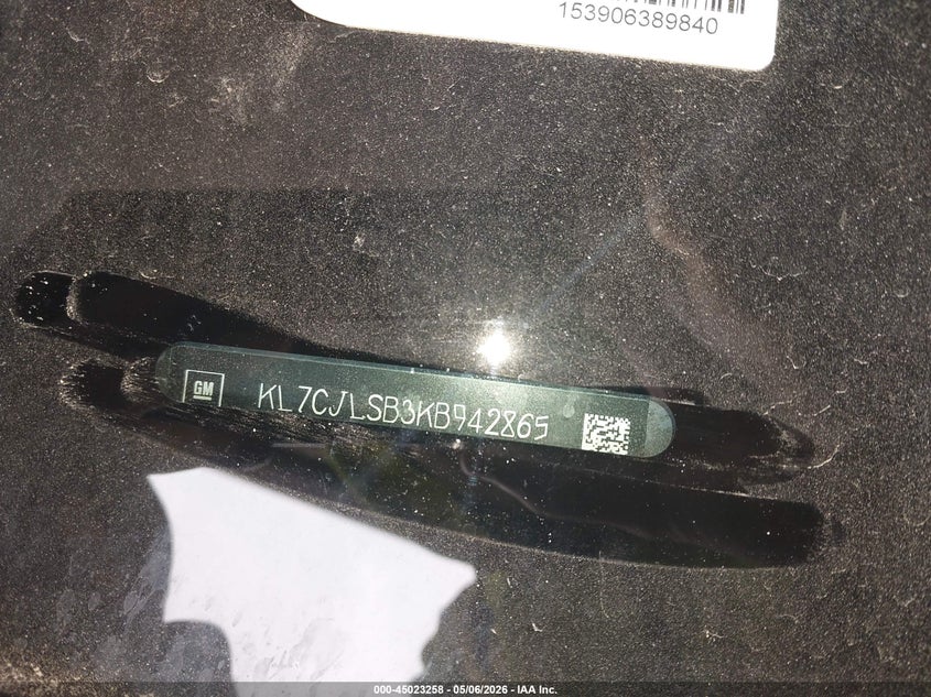 2019 Chevrolet Trax VIN KL7CJLSB3KB942865 IAAI salvage auction — FRONT END, Clear (Michigan), sold $1,150 on 2026-07-28 (photo 9)