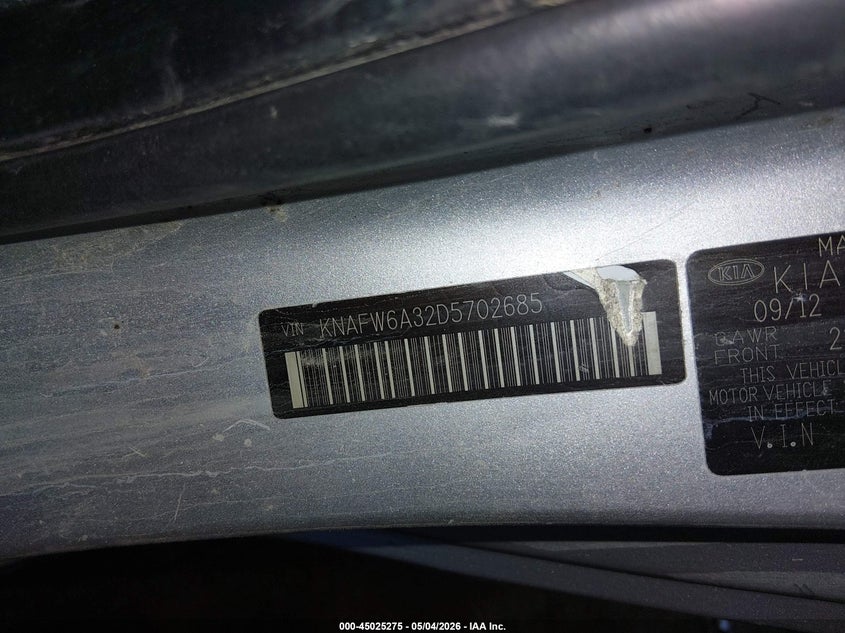 2013 Kia Forte VIN KNAFW6A32D5702685 IAAI salvage auction — FRONT END, Salvage (Texas), sold $475 on 2026-07-10 (photo 9)