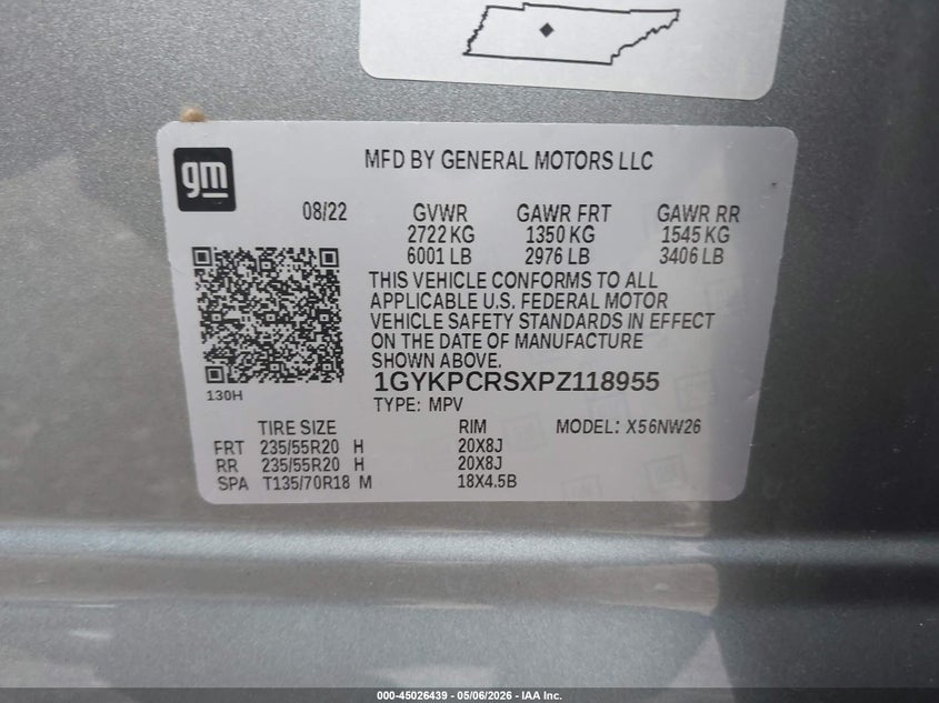 2023 Cadillac Xt6 VIN 1GYKPCRSXPZ118955 IAAI salvage auction — FRONT END, Original (Texas), sold $8,800 on 2026-07-09 (photo 9)
