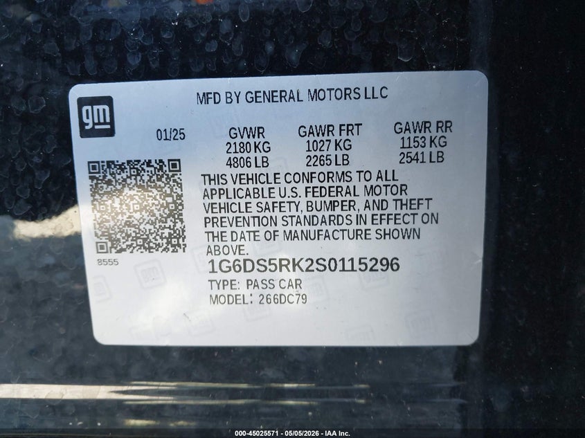 2025 Cadillac Ct5 VIN 1G6DS5RK2S0115296 IAAI salvage auction — REAR END, Clear Claim Paid (Wisconsin), sold $11,400 on 2026-08-01 (photo 9)