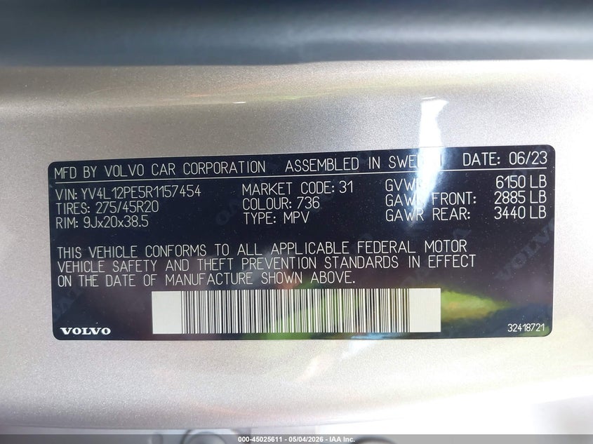 2024 Volvo Xc90 VIN YV4L12PE5R1157454 IAAI salvage auction — FRONT END, Salvage (Texas), sold $7,550 on 2026-07-14 (photo 9)