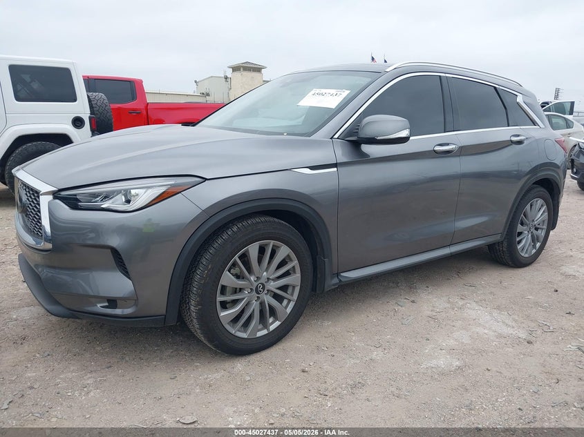 2025 Infiniti Qx50 VIN 3PCAJ5BB1SF105079 IAAI salvage auction — LEFT REAR, Salvage (Texas), sold $11,000 on 2026-08-17 (photo 2)
