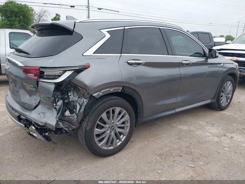 2025 Infiniti Qx50 VIN 3PCAJ5BB1SF105079 IAAI salvage auction — LEFT REAR, Salvage (Texas), sold $11,000 on 2026-08-17 (photo 4)