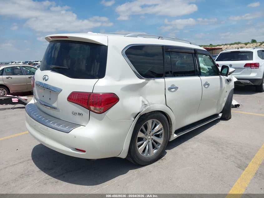 2017 Infiniti Qx80 VIN JN8AZ2NFXH9640201 IAAI salvage auction — RIGHT FRONT, Salvage (Texas), sold $2,500 on 2026-07-09 (photo 4)