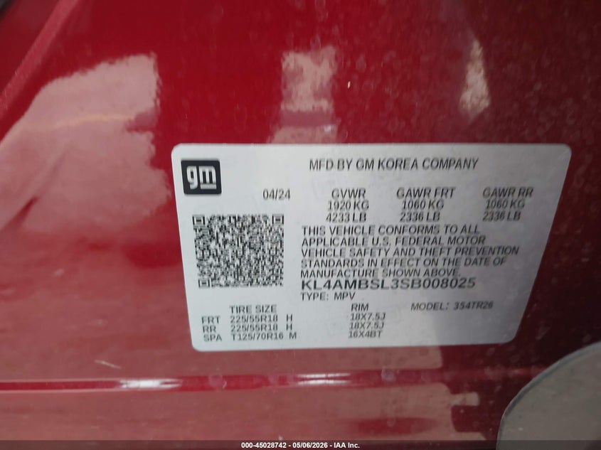 2025 Buick Encore gx VIN KL4AMBSL3SB008025 IAAI salvage auction — LEFT SIDE, Original (Texas), sold $5,300 on 2026-07-15 (photo 9)