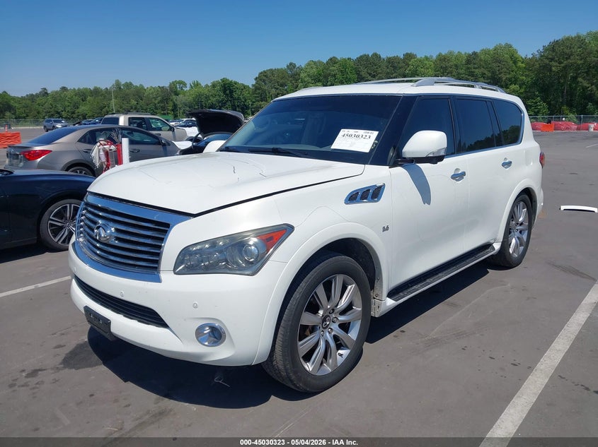 2014 Infiniti Qx80 VIN JN8AZ2NE7E9067664 IAAI salvage auction — VANDALISM, Salvage (North Carolina), sold $1,275 on 2026-07-15 (photo 2)