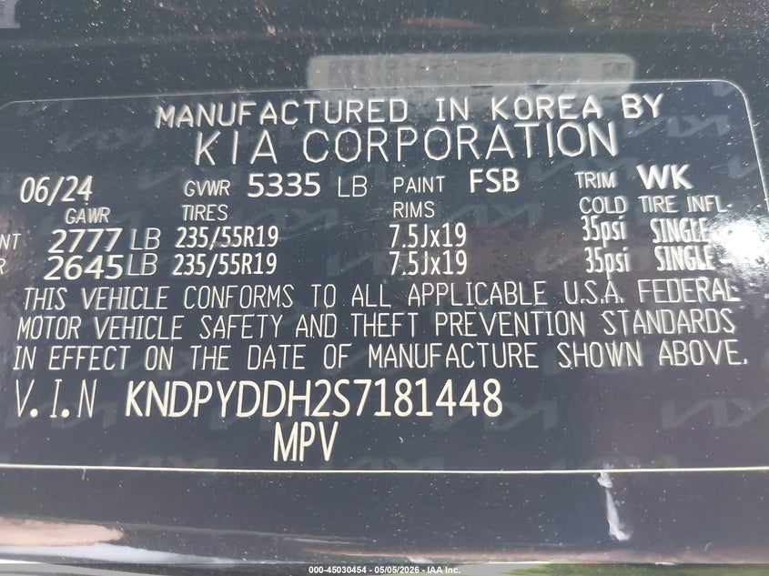 2025 Kia Sportage VIN KNDPYDDH2S7181448 IAAI salvage auction — FRONT END, Salvage (California), sold $5,500 on 2026-07-29 (photo 9)