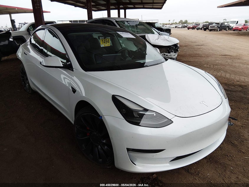 2021 Tesla Model 3 VIN 5YJ3E1EC8MF879360 IAAI salvage auction — RIGHT REAR, Salvage (Arizona), sold $7,300 on 2026-07-09 (photo 1)