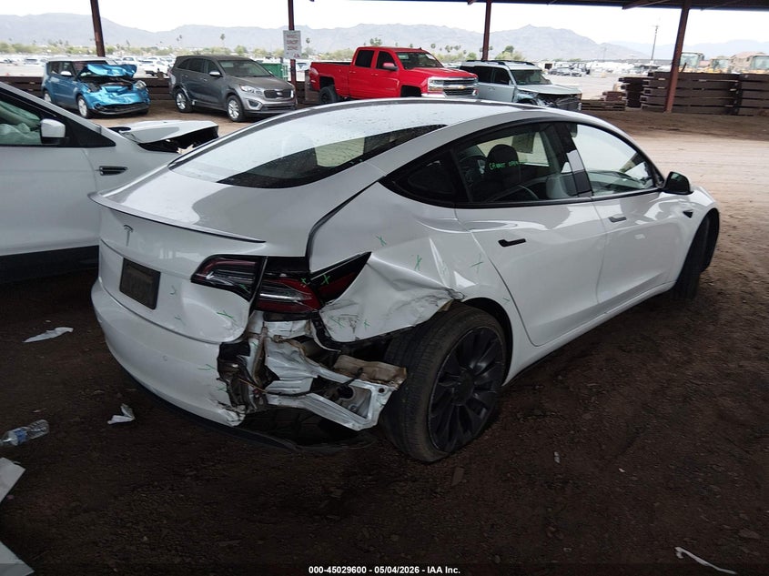 2021 Tesla Model 3 VIN 5YJ3E1EC8MF879360 IAAI salvage auction — RIGHT REAR, Salvage (Arizona), sold $7,300 on 2026-07-09 (photo 4)