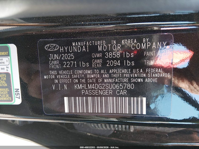 2025 Hyundai Elantra VIN KMHLM4DG2SU065780 IAAI salvage auction — FRONT END, Salvage (Idaho), sold $4,200 on 2026-07-09 (photo 9)
