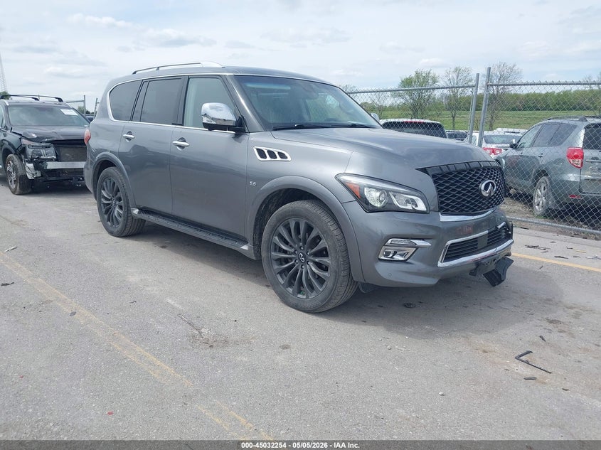 2016 Infiniti Qx80 VIN JN8AZ2NC1G9403049 IAAI salvage auction — LEFT FRONT, Salvage (Iowa), sold $25 on 2026-07-21 (photo 1)