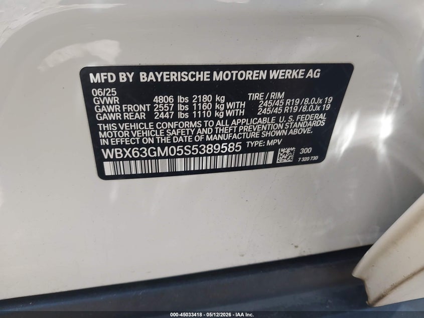 2025 BMW X2 VIN WBX63GM05S5389585 IAAI salvage auction — FRONT END, Mv-907A (New York), sold $13,025 on 2026-07-07 (photo 9)