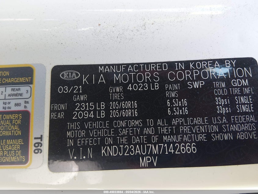 2021 Kia Soul VIN KNDJ23AU7M7142666 IAAI salvage auction — FRONT END, Salvage (North Carolina), sold $1,950 on 2026-07-08 (photo 9)