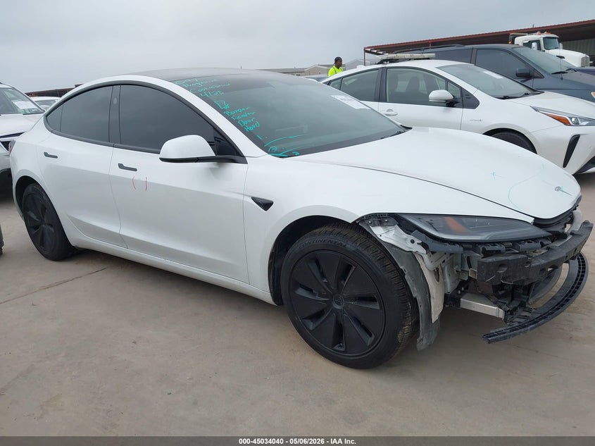 2024 Tesla Model 3 VIN 5YJ3E1EA3RF728786 IAAI salvage auction — LEFT FRONT, Original (Texas), sold $14,250 on 2026-07-09 (photo 1)