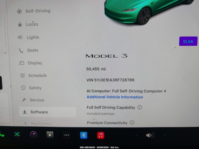 2024 Tesla Model 3 VIN 5YJ3E1EA3RF728786 IAAI salvage auction — LEFT FRONT, Original (Texas), sold $14,250 on 2026-07-09 (photo 7)