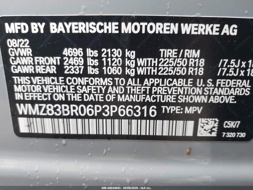 2023 Mini Countryman VIN WMZ83BR06P3P66316 IAAI salvage auction — FRONT END, Salvage Title, sold $4,150 on 2026-08-14 (photo 9)