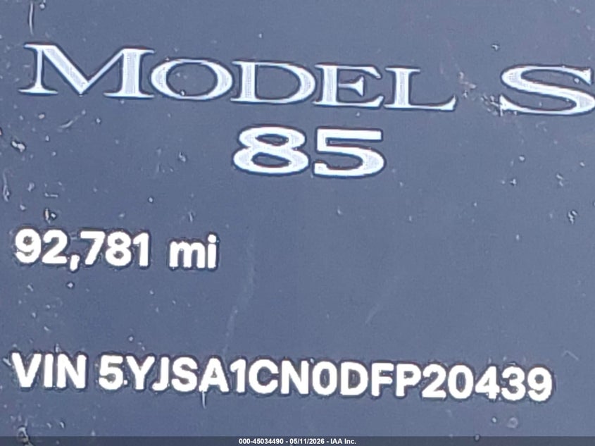 2013 Tesla Model s VIN 5YJSA1CN0DFP20439 IAAI salvage auction — LEFT REAR, Salvage (California), sold $2,600 on 2026-07-13 (photo 7)