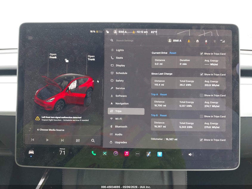 2024 Tesla Model y VIN 7SAYGAEE8RF155311 IAAI salvage auction — FRONT & REAR, Original (Texas), sold $14,400 on 2026-07-09 (photo 7)