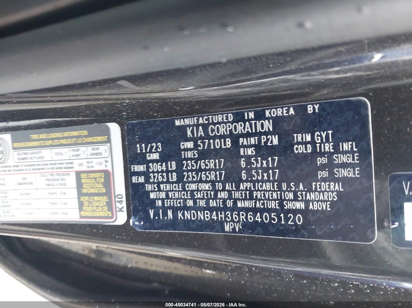 2024 Kia Carnival VIN KNDNB4H36R6405120 IAAI salvage auction — RIGHT SIDE, Salvage (North Carolina), sold $8,125 on 2026-07-20 (photo 9)
