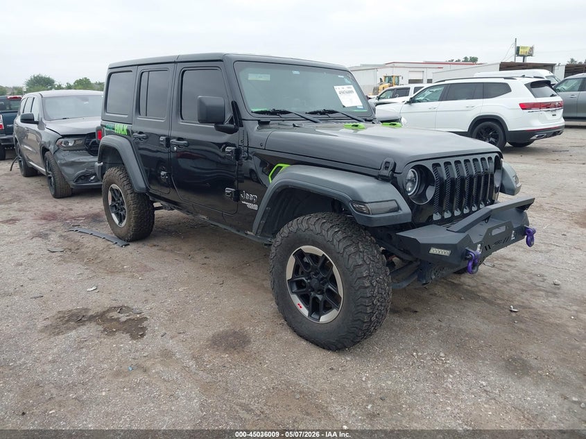 2018 Jeep Wrangler / VIN 1C4HJXDG6JW267819 IAAI salvage auction — LEFT FRONT, Salvage (Texas), sold $7,600 on 2026-07-24 (photo 1)