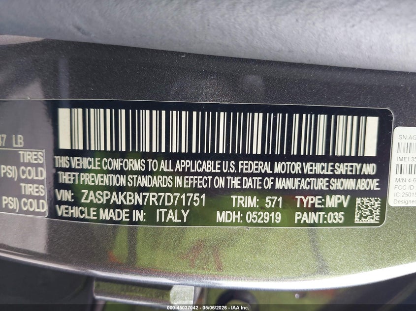2024 Alfa romeo Stelvio VIN ZASPAKBN7R7D71751 IAAI salvage auction — FRONT END, Salvage Title, sold $1,250 on 2026-08-22 (photo 9)