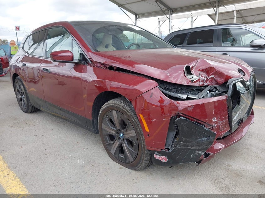 2025 BMW Ix VIN WB523CF0XSCT18763 IAAI salvage auction — FRONT END, Salvage (California), sold $22,350 on 2026-07-08 (photo 1)