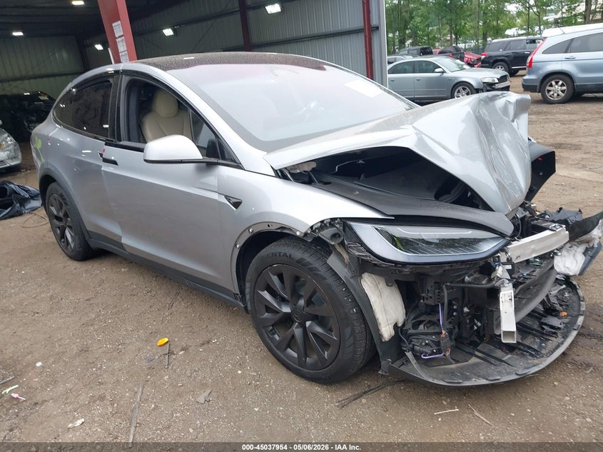 2025 Tesla Model x VIN 7SAXCDE54SF472338 IAAI salvage auction — FRONT END, Mv-907A (New York), sold $16,000 on 2026-07-09 (photo 1)