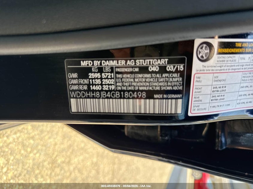 2016 Mercedes-benz E-class VIN WDDHH8JB4GB180498 IAAI salvage auction — NORMAL WEAR, Clear (New Jersey), sold $12,850 on 2026-07-08 (photo 9)